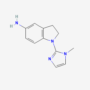 molecular formula C12H14N4 B8399826 1-(1-methyl-1H-imidazol-2-yl)-2,3-dihydro-1H-indol-5-ylamine 