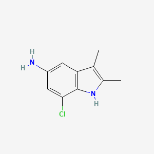 molecular formula C10H11ClN2 B8399935 5-Amino-7-chloro-2,3-dimethylindole 