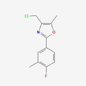 molecular formula C12H11ClFNO B8399938 4-Chloromethyl-2-(4-fluoro-3-methyl-phenyl)-5-methyl-oxazole CAS No. 475481-98-2