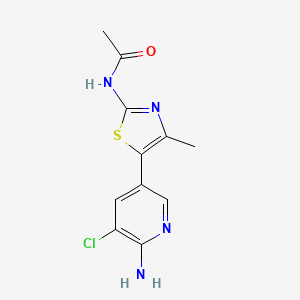 molecular formula C11H11ClN4OS B8400169 N-[5-(6-amino-5-chloropyridin-3-yl)-4-methyl-1,3-thiazol-2-yl]acetamide 