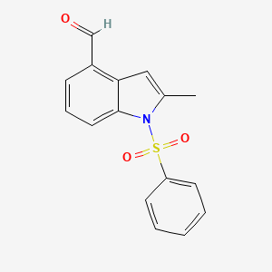 molecular formula C16H13NO3S B8400271 2-Methyl-1-(phenylsulfonyl)-1H-indole-4-carbaldehyde 