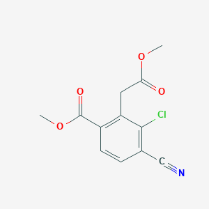 molecular formula C12H10ClNO4 B8400304 Methyl 2-methoxycarbonylmethyl-4-cyano-3-chlorobenzoate 