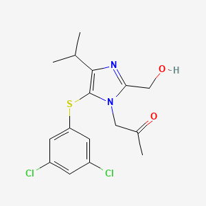 molecular formula C16H18Cl2N2O2S B8400311 1-[5-(3,5-Dichlorophenylthio)-2-hydroxymethyl-4-isopropyl-imidazol-1-yl]-propan-2-one 
