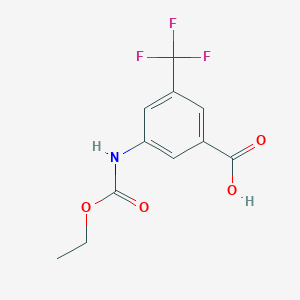 molecular formula C11H10F3NO4 B8400563 3-(Ethoxycarbonyl)amino-5-(trifluoromethyl)benzoic acid 