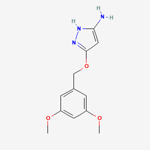 molecular formula C12H15N3O3 B8400638 5-[(3,5-dimethoxyphenyl)methoxy]-2H-pyrazol-3-amine 