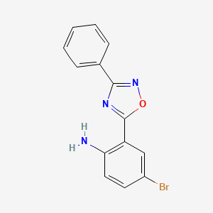 molecular formula C14H10BrN3O B8400674 4-Bromo-2-(3-phenyl-1,2,4-oxadiazol-5-yl)aniline 