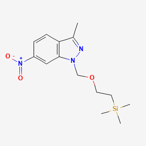 molecular formula C14H21N3O3Si B8400705 3-methyl-6-nitro-1-((2-(trimethylsilyl)ethoxy)methyl)-1H-indazole 