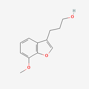 molecular formula C12H14O3 B8400791 3-(3-Hydroxypropyl)-7-methoxybenzofuran 