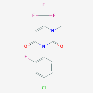 molecular formula C12H7ClF4N2O2 B8400802 1-methyl-6-trifluoromethyl-3-(4-chloro-2-fluorophenyl)-2,4(1H,3H)-pyrimidinedione 