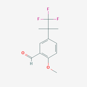molecular formula C12H13F3O2 B8400943 5-(1,1-Dimethyl-2,2,2-trifluoroethyl)-2-methoxybenzaldehyde CAS No. 188726-22-9
