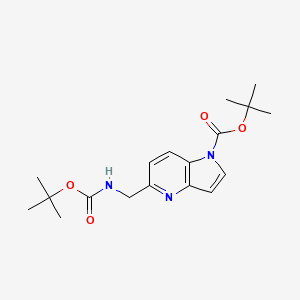 molecular formula C18H25N3O4 B8401051 Tert-butyl 5-[(tert-butoxycarbonylamino)methyl]-pyrrolo-[3,2-b]pyridine-1-carboxylate 