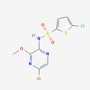 molecular formula C9H7BrClN3O3S2 B8401068 N-(5-Bromo-3-methoxy-2-pyrazinyl)-5-chloro-2-thiophenesulphonamide 