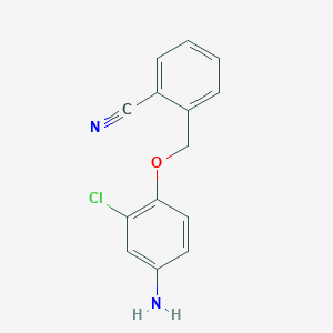 molecular formula C14H11ClN2O B8401152 2-[(4-Amino-2-chlorophenoxy)methyl]benzonitrile 