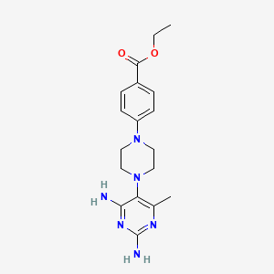 molecular formula C18H24N6O2 B8401161 Ethyl 4-(4-(2,4-diamino-6-methyl-5-pyrimidinyl)-1-piperazinyl)benzoate 