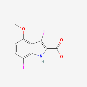 molecular formula C11H9I2NO3 B8401200 3,7-Diiodo-4-methoxy-1H-indole-2-carboxylic acid methyl ester 