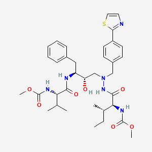 molecular formula C35H48N6O7S B8401272 2,5,6,10,13-Pentaazatetradecanedioic acid, 8-hydroxy-12-(1-methylethyl)-3-(1-methylpropyl)-4,11-dioxo-9-(phenylmethyl)-6-((4-(2-thiazolyl)phenyl)methyl)-, dimethyl ester, (3S-(3R*(R*),8R*,9R*,12R*))- CAS No. 198904-03-9