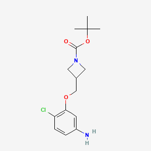 molecular formula C15H21ClN2O3 B8401289 3-(5-Amino-2-chloro-phenoxymethyl)-azetidine-1-carboxylic Acid Tert-Butyl Ester 