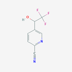 molecular formula C8H5F3N2O B8401370 2-Pyridinecarbonitrile, 5-(2,2,2-trifluoro-1-hydroxyethyl)- 
