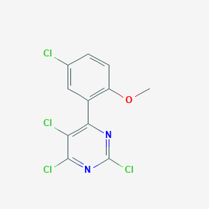 molecular formula C11H6Cl4N2O B8401386 2,4,5-Trichloro-6-(5-chloro-2-methoxy-phenyl)-pyrimidine 