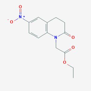molecular formula C13H14N2O5 B8401485 ethyl 2-(6-nitro-2-oxo-3,4-dihydroquinolin-1(2H)-yl)acetate 