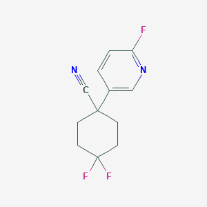 molecular formula C12H11F3N2 B8401576 4,4-Difluoro-1-(6-fluoro-pyridin-3-yl)-cyclohexanecarbonitrile 