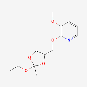 molecular formula C13H19NO5 B8401600 2-[(2-Ethoxy-2-methyl-1,3-dioxolan-4-yl)methoxy]-3-methoxypyridine CAS No. 66781-25-7