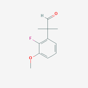 molecular formula C11H13FO2 B8401608 2-(2-Fluoro-3-methoxyphenyl)-2-methylpropanal 