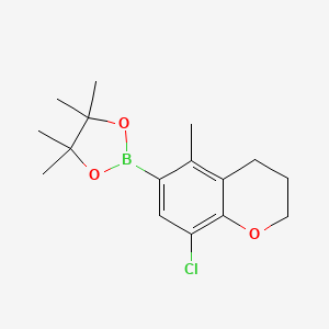 molecular formula C16H22BClO3 B8401654 2-(8-Chloro-5-methylchroman-6-yl)-4,4,5,5-tetramethyl-1,3,2-dioxaborolane 