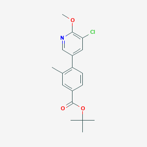 molecular formula C18H20ClNO3 B8401690 Tert-butyl 4-(5-chloro-6-methoxypyridin-3-yl)-3-methylbenzoate 