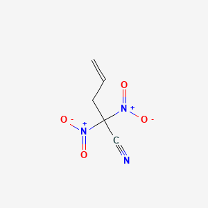 molecular formula C5H5N3O4 B8401795 1,1-Dinitro-1-cyano-3-butene 