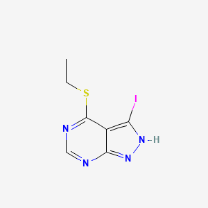 molecular formula C7H7IN4S B8401867 4-Ethylthio-3-iodopyrazolo[3,4-d]pyrimidine 