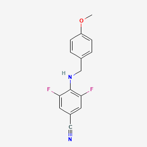 molecular formula C15H12F2N2O B8402064 3,5-Difluoro-4-(4-methoxy-benzylamino)-benzonitrile 