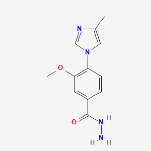 molecular formula C12H14N4O2 B8402087 3-methoxy-4-(4-methyl-1H-imidazol-1-yl)benzohydrazide 