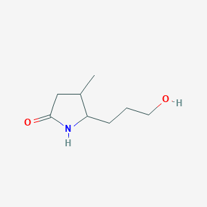 molecular formula C8H15NO2 B8402256 5-(3-Hydroxypropyl)-4-methylpyrrolidin-2-one 