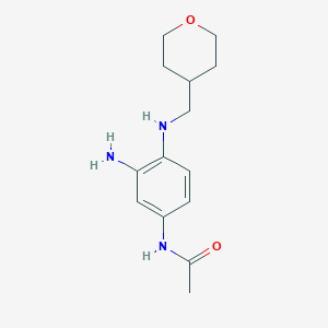 molecular formula C14H21N3O2 B8402328 N-{3-Amino-4-[(tetrahydro-2H-pyran-4-ylmethyl)amino]phenyl}acetamide 