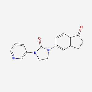 molecular formula C17H15N3O2 B8402349 1-(1-Oxo-indan-5-yl)-3-pyridin-3-yl-imidazolidin-2-one 