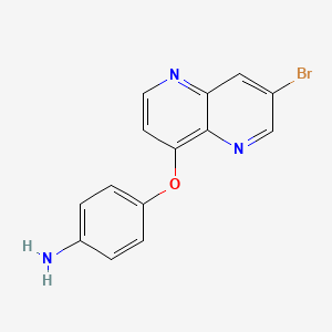 molecular formula C14H10BrN3O B8402428 4-(7-Bromo-1,5-naphthyridin-4-yloxy)benzenamine 