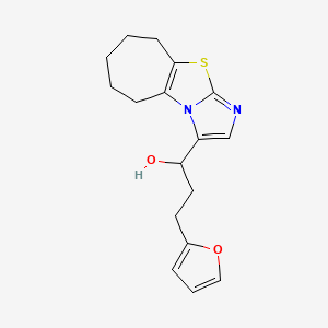 molecular formula C17H20N2O2S B8402473 alpha-[2-(2-Furanyl)ethyl]-6,7,8,9-tetrahydro-5H-cyclohept[d]imidazo[2,1-b]thiazol-3-methanol 