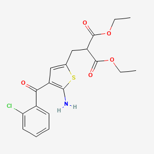 molecular formula C19H20ClNO5S B8402480 Diethyl 2-(5-amino-4-(2-chlorobenzoyl)thiophen-2-ylmethyl)malonate 