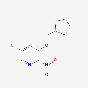 molecular formula C11H13ClN2O3 B8402512 5-Chloro-3-cyclopentylmethoxy-2-nitro-pyridine 