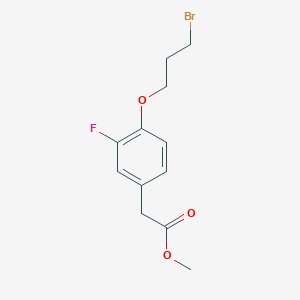 molecular formula C12H14BrFO3 B8402533 Methyl 3-fluoro-4-(3-bromopropyloxy)-phenylacetate 