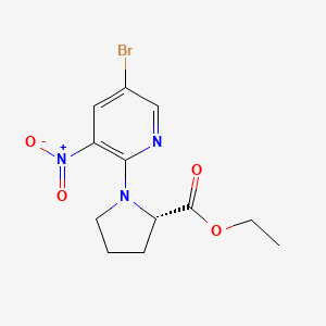 molecular formula C12H14BrN3O4 B8402686 (S)-ethyl 1-(5-bromo-3-nitropyridin-2-yl)pyrrolidine-2-carboxylate 