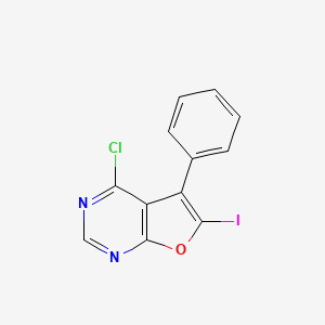molecular formula C12H6ClIN2O B8402762 4-Chloro-6-iodo-5-phenyl-furo[2,3-d]pyrimidine 