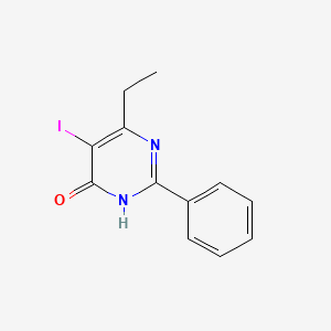 molecular formula C12H11IN2O B8402799 6-ethyl-5-iodo-2-phenyl-4(3H)-pyrimidinone 