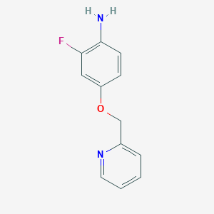 molecular formula C12H11FN2O B8402815 4-Amino-3-fluorophenyl 2-pyridylmethyl ether 