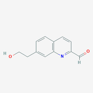 molecular formula C12H11NO2 B8403119 7-(2-Hydroxyethyl)quinoline-2-carbaldehyde 