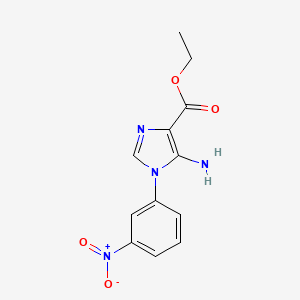 molecular formula C12H12N4O4 B8403132 5-amino-1-(3-nitro-phenyl)-1H-imidazole-4-carboxylic acid ethyl ester 