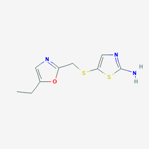 molecular formula C9H11N3OS2 B8403231 2-Amino-5-[[(5-ethyl-2-oxazolyl)methyl]thio]-thiazole 