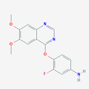 molecular formula C16H14FN3O3 B8403260 4-((6,7-Dimethoxyquinazolin-4-yl)oxy)-3-fluoroaniline 