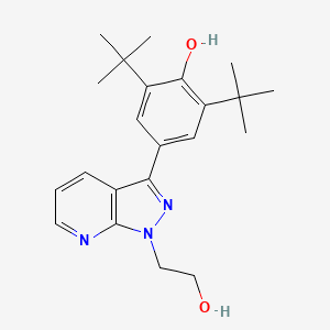 molecular formula C22H29N3O2 B8403271 3-(3,5-Bis(1,1-dimethylethyl)-4-hydroxyphenyl)-1H-pyrazolo(3,4-b)pyridine-1-ethanol CAS No. 114334-87-1